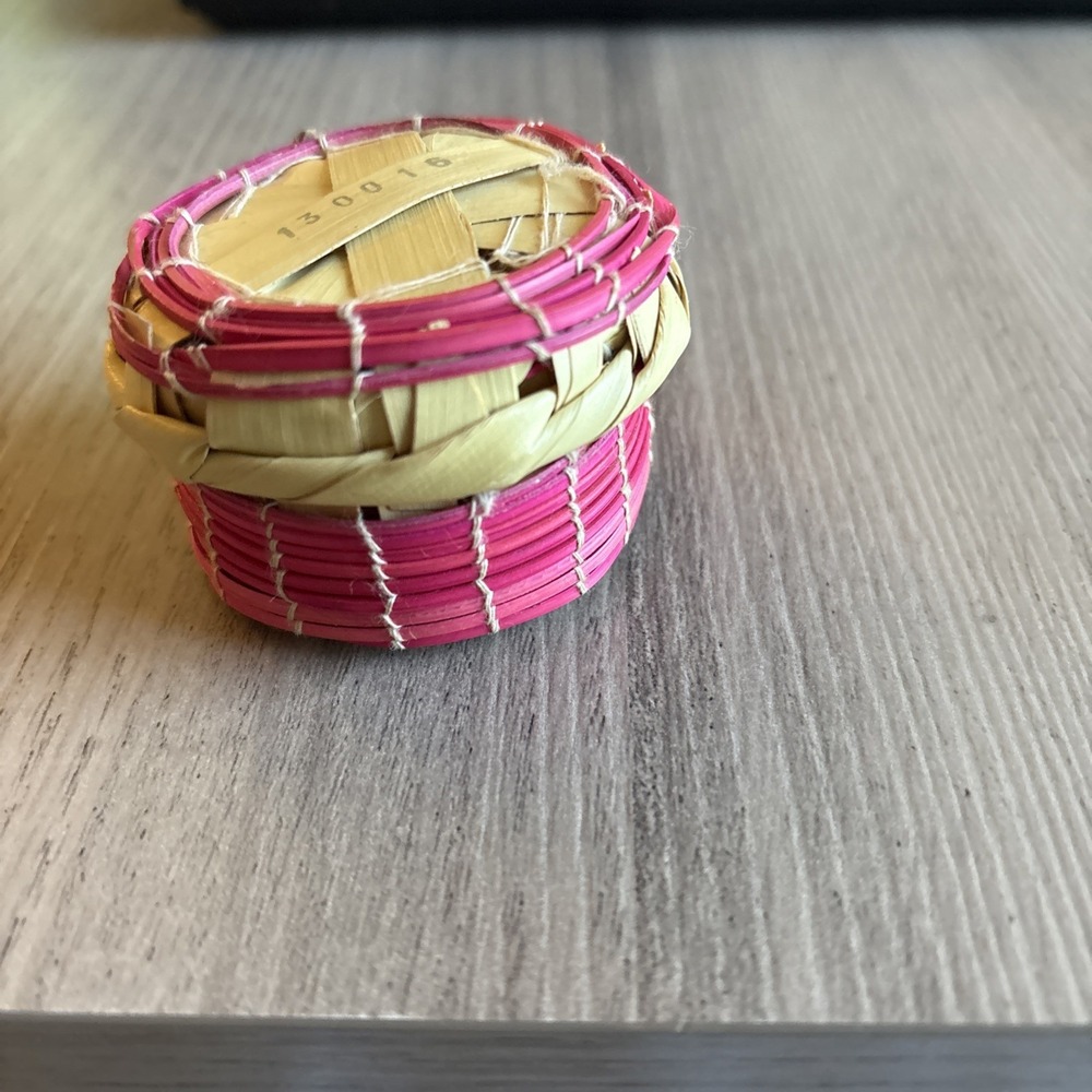 Vintage Guatemalan Original Basket Pink Straw